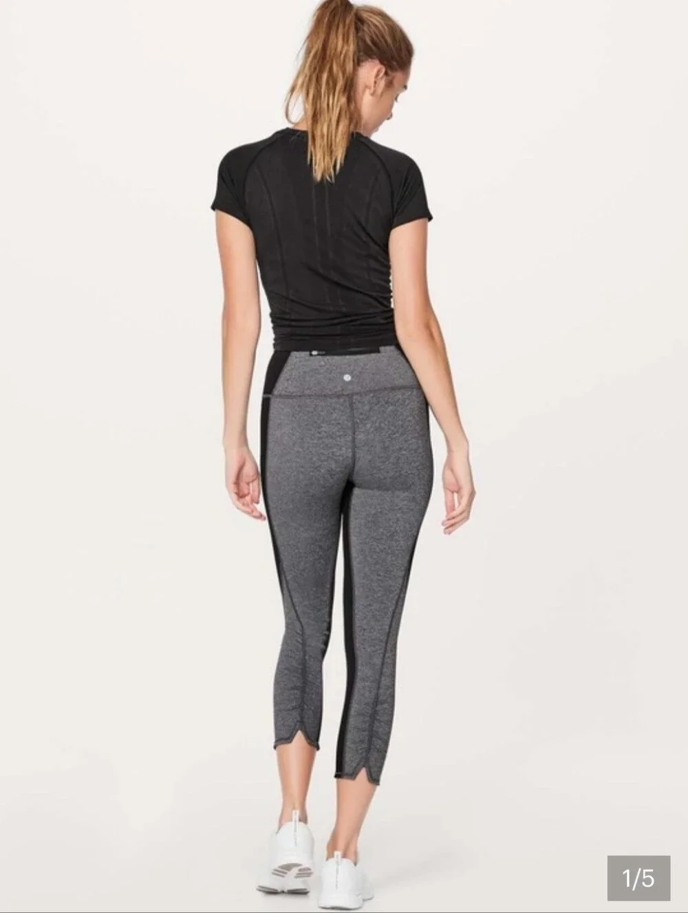 lululemon💎 athletica Gray Heather & Black Capri Leggings